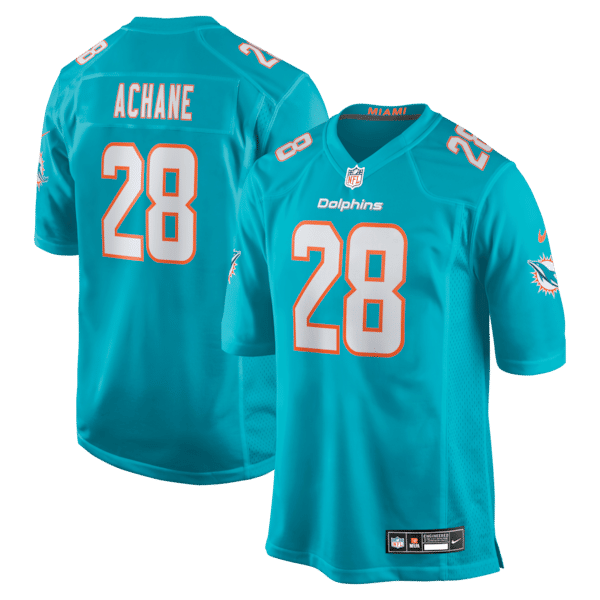 De'Von Achane Game Jersey Aqua