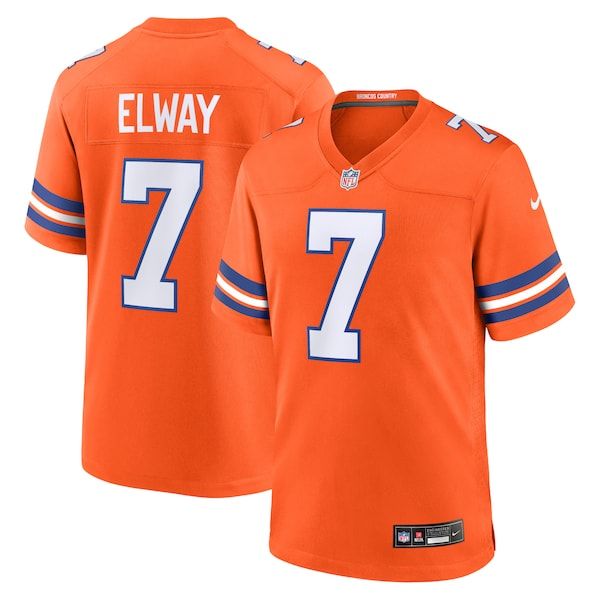 John Elway Mile High Collection 1977 Throwback Retired Player Game Jersey Orange