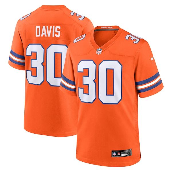 Terrell Davis Mile High Collection 1977 Throwback Retired Player Game Jersey Orange