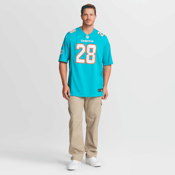 De'Von Achane Game Jersey Aqua