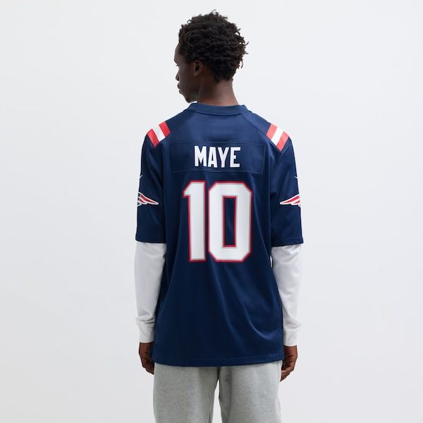 Drake Maye Game Jersey Navy