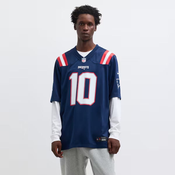 Drake Maye Game Jersey Navy