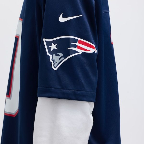 Drake Maye Game Jersey Navy