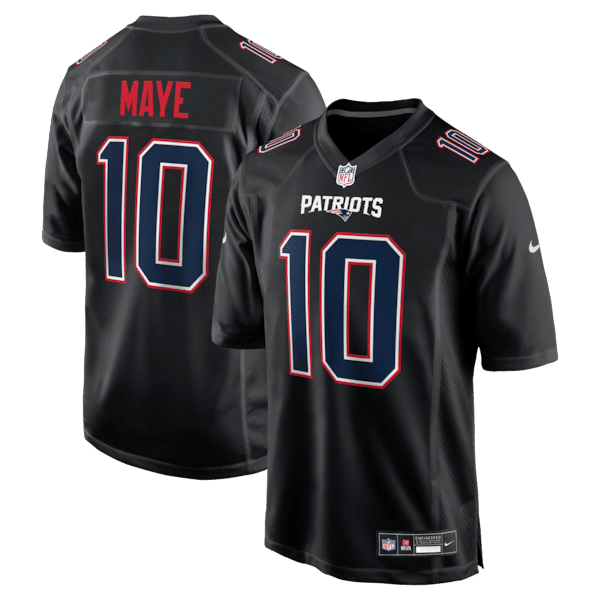 Drake Maye Game Jersey Carbon Black